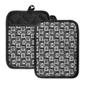 Grey African Adinkra Symbols Print Pot Holders With Pocket