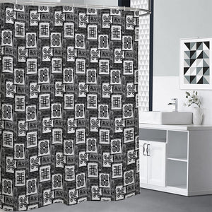 Grey African Adinkra Symbols Print Premium Shower Curtain