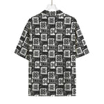 Grey African Adinkra Symbols Print Rayon Hawaiian Shirt