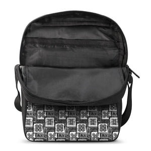 Grey African Adinkra Symbols Print Rectangular Crossbody Bag