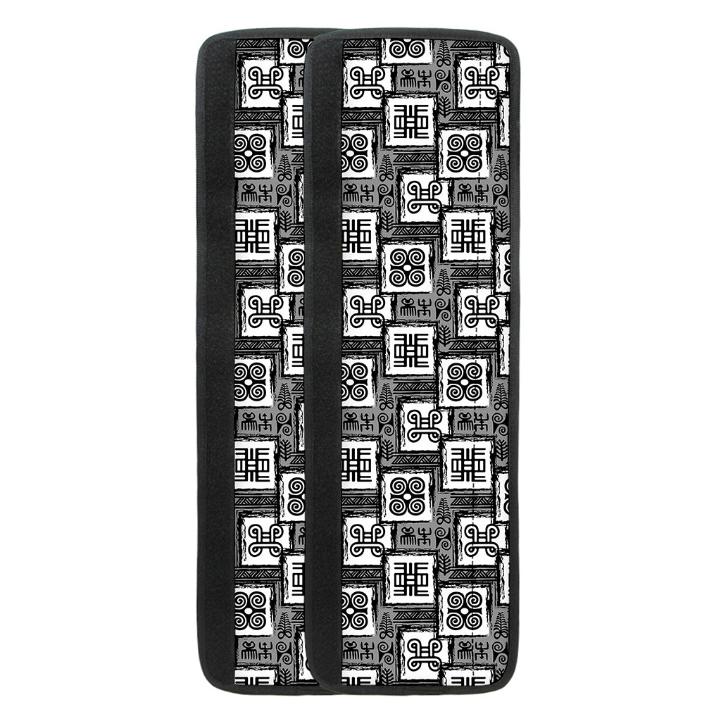 Grey African Adinkra Symbols Print Refrigerator Handle Covers