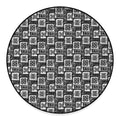 Grey African Adinkra Symbols Print Round Floor Mat