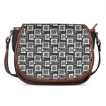 Grey African Adinkra Symbols Print Saddle Bag