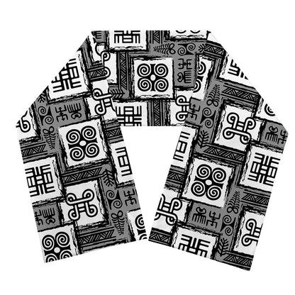 Grey African Adinkra Symbols Print Scarf