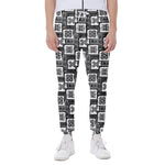 Grey African Adinkra Symbols Print Scuba Joggers