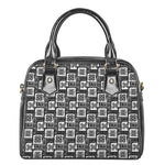 Grey African Adinkra Symbols Print Shoulder Handbag