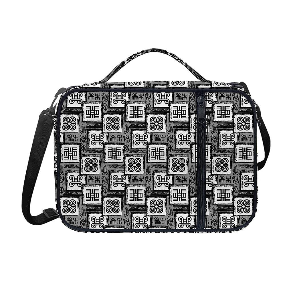 Grey African Adinkra Symbols Print Shoulder Strap Bible Bag