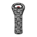 Grey African Adinkra Symbols Print Single Neoprene Wine Tote