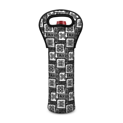 Grey African Adinkra Symbols Print Single Neoprene Wine Tote