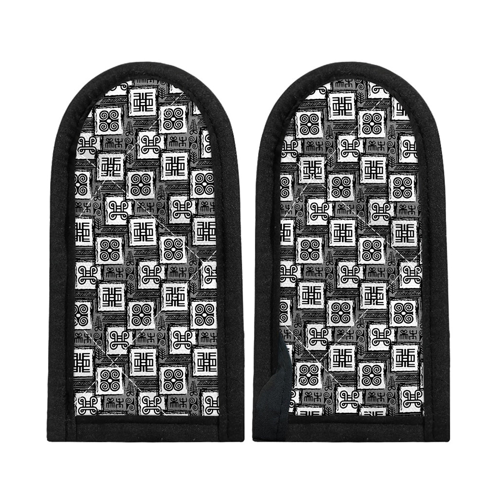 Grey African Adinkra Symbols Print Skillet Handle Cover