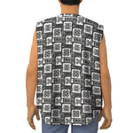 Grey African Adinkra Symbols Print Sleeveless Baseball Jersey