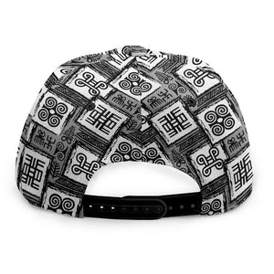 Grey African Adinkra Symbols Print Snapback Cap