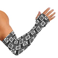 Grey African Adinkra Symbols Print Sun Protection Arm Sleeves