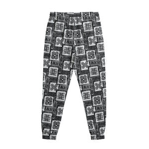 Grey African Adinkra Symbols Print Sweatpants