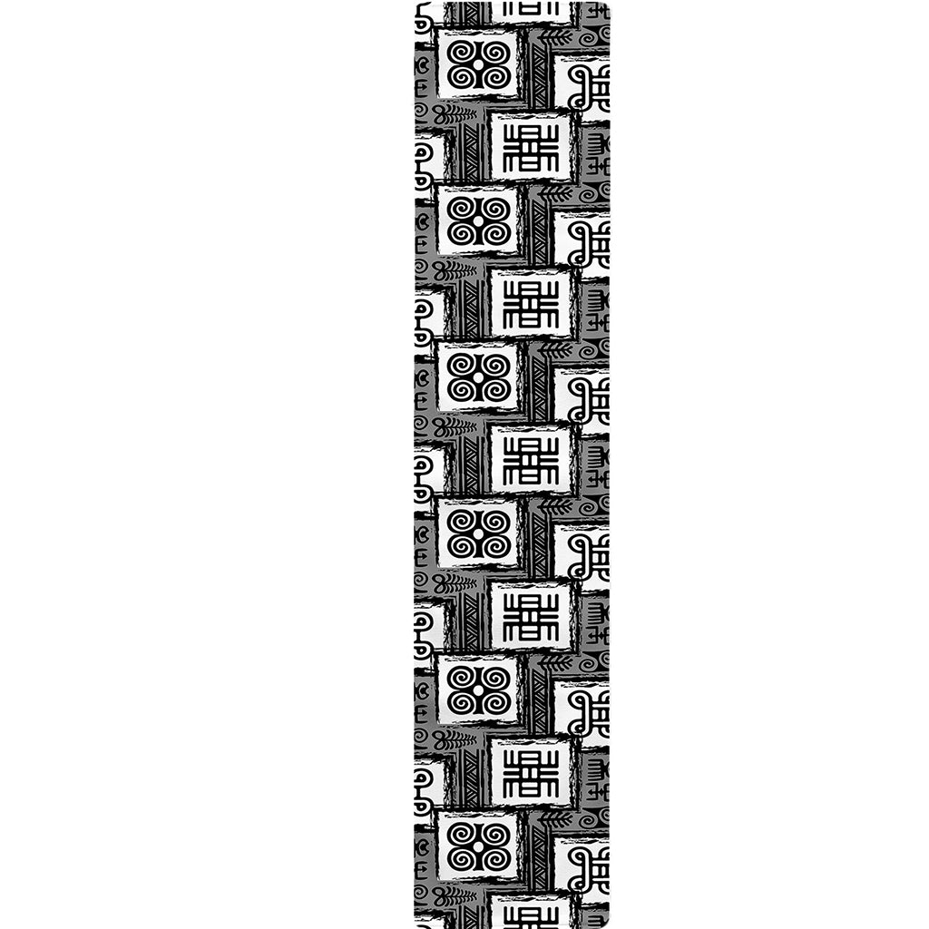 Grey African Adinkra Symbols Print Table Runner