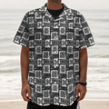 Grey African Adinkra Symbols Print Textured Short Sleeve Shirt