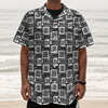 Grey African Adinkra Symbols Print Textured Short Sleeve Shirt