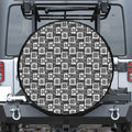 Grey African Adinkra Symbols Print Tire Cover