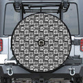 Grey African Adinkra Symbols Print Tire Cover With Camera Hole