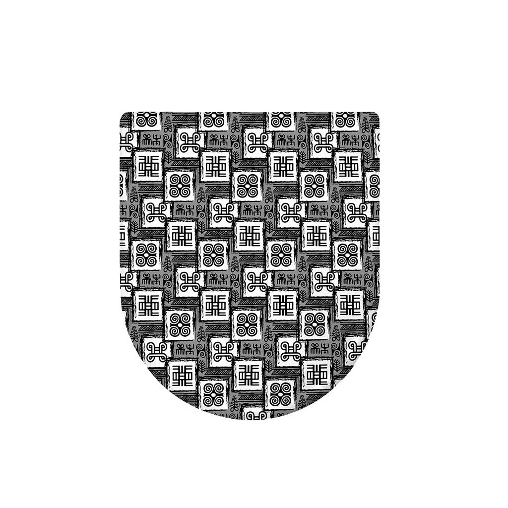 Grey African Adinkra Symbols Print Toilet Lid Cover