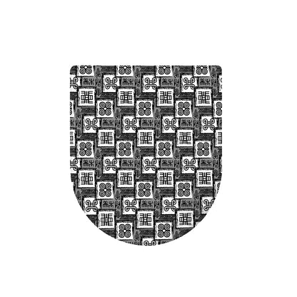 Grey African Adinkra Symbols Print Toilet Lid Cover