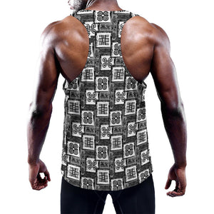 Grey African Adinkra Symbols Print Training Tank Top