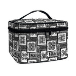 Grey African Adinkra Symbols Print Travel Makeup Bag