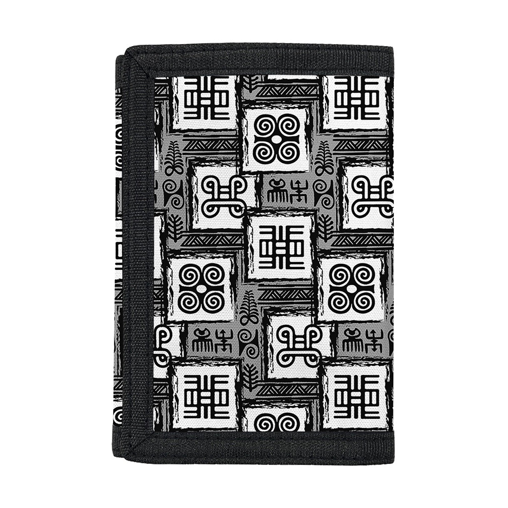 Grey African Adinkra Symbols Print Trifold Wallet