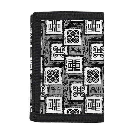 Grey African Adinkra Symbols Print Trifold Wallet