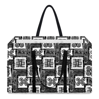Grey African Adinkra Symbols Print Utility Tote Bag