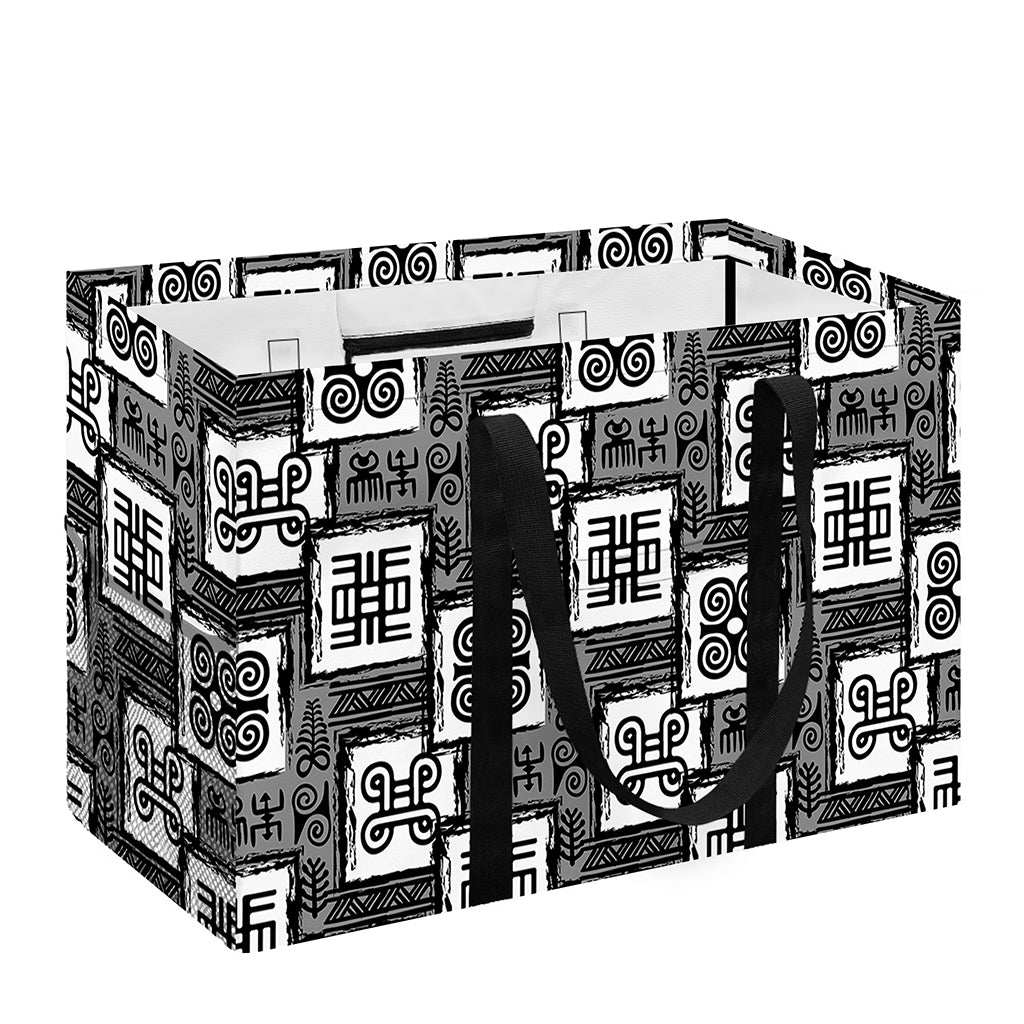 Grey African Adinkra Symbols Print Utility Tote Bag