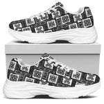 Grey African Adinkra Symbols Print White Chunky Shoes