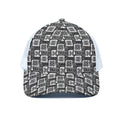 Grey African Adinkra Symbols Print White Mesh Trucker Hat