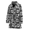 Grey African Adinkra Symbols Print Women's Bathrobe