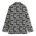 Grey African Adinkra Symbols Print Women's Blazer