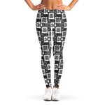 Grey African Adinkra Symbols Print Women's Leggings