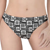 Grey African Adinkra Symbols Print Women's Thong