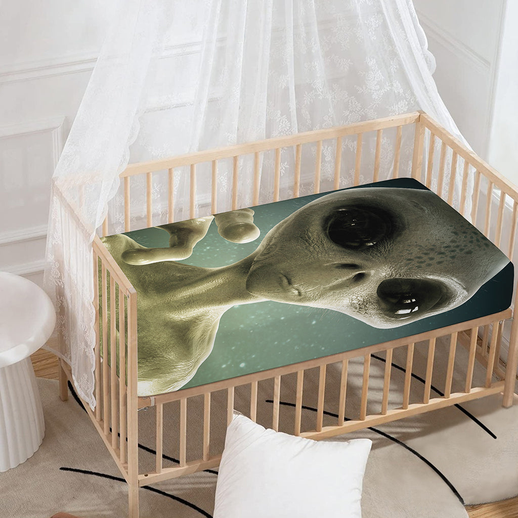 Grey Alien 3D Print Baby Crib Sheet