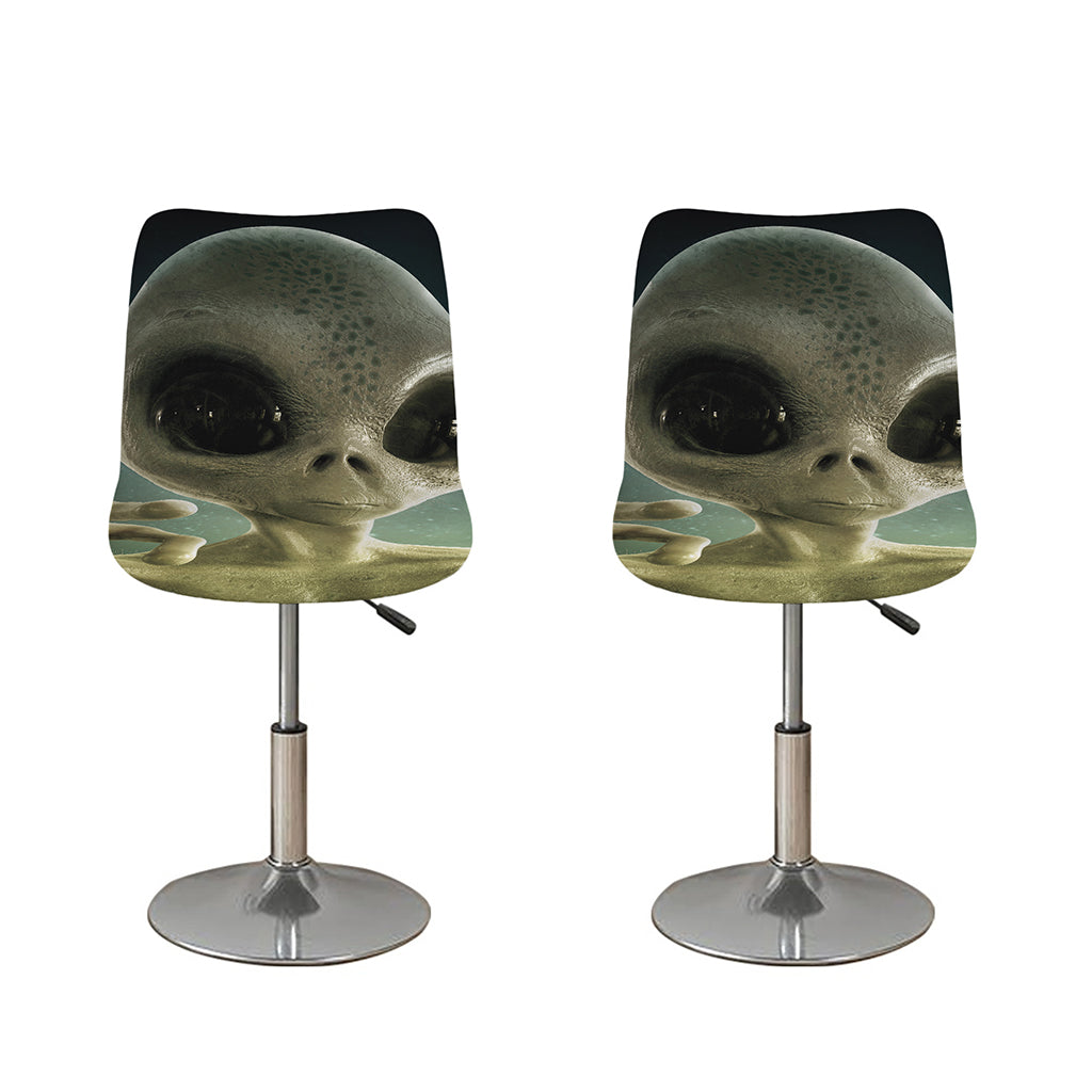 Grey Alien 3D Print Bar Stool Covers