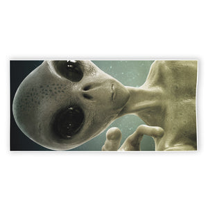 Grey Alien 3D Print Beach Towel