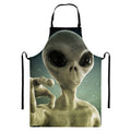 Grey Alien 3D Print Bib Apron With Pocket