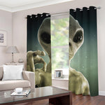 Grey Alien 3D Print Blackout Grommet Curtains