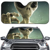 Grey Alien 3D Print Car Windshield Sun Shade