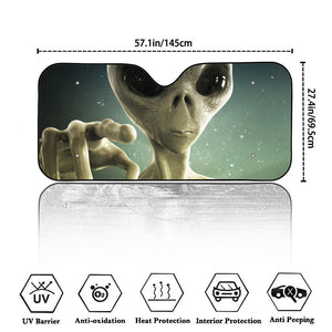 Grey Alien 3D Print Car Windshield Sun Shade