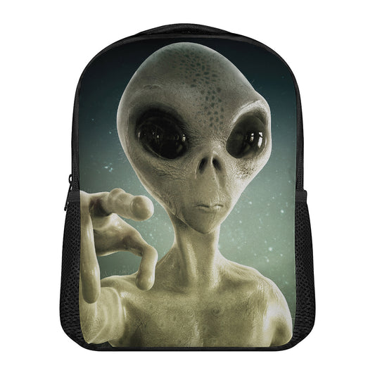 Grey Alien 3D Print Casual Backpack