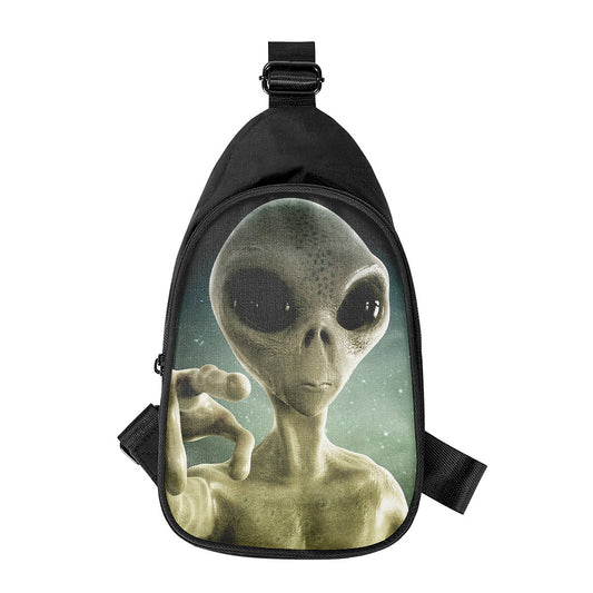 Grey Alien 3D Print Chest Bag