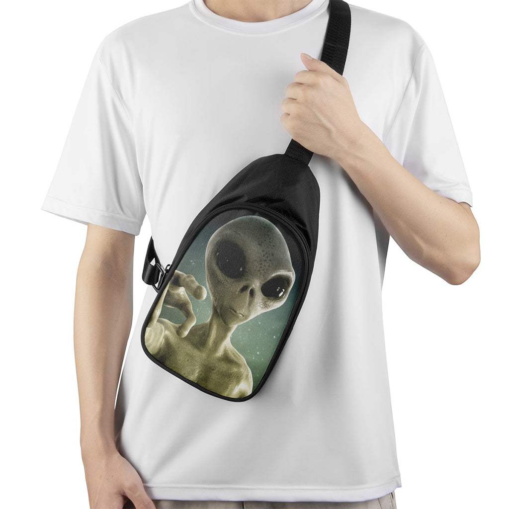 Grey Alien 3D Print Chest Bag