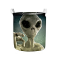 Grey Alien 3D Print Collapsible Laundry Basket