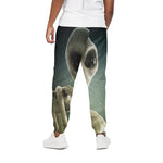 Grey Alien 3D Print Cotton Pants