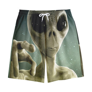 Grey Alien 3D Print Cotton Shorts